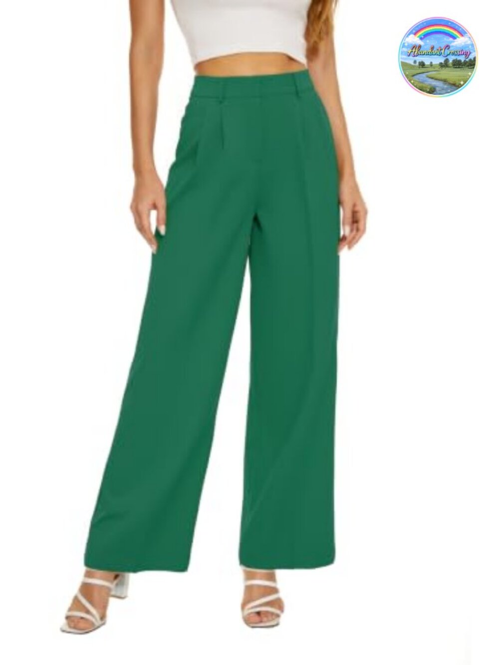 High Waist Wide Leg Dress Pants Lightweight Flowly Pleated with Pockets